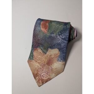 Halston Men's Necktie Floral Paisley 100% Italian Silk 4" Wide 57"Long EUC‎